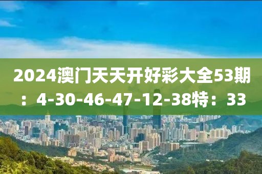 2024澳门天天开好彩大全53期：4-30-46-47-12-38特：33