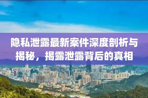 隐私泄露最新案件深度剖析与揭秘，揭露泄露背后的真相