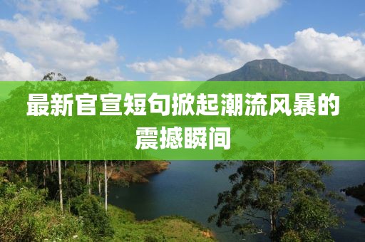 最新官宣短句掀起潮流风暴的震撼瞬间