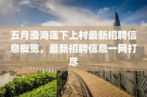 五月澄海莲下上村最新招聘信息概览，最新招聘信息一网打尽