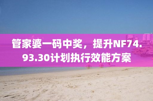 管家婆一码中奖，提升NF74.93.30计划执行效能方案