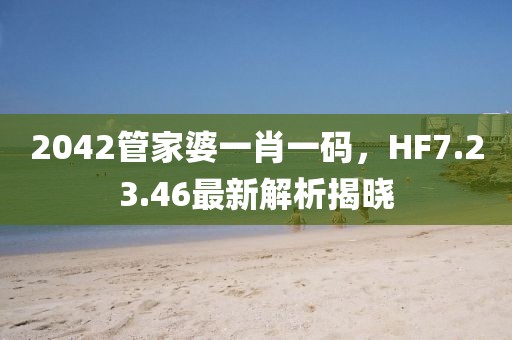 2042管家婆一肖一码，HF7.23.46最新解析揭晓